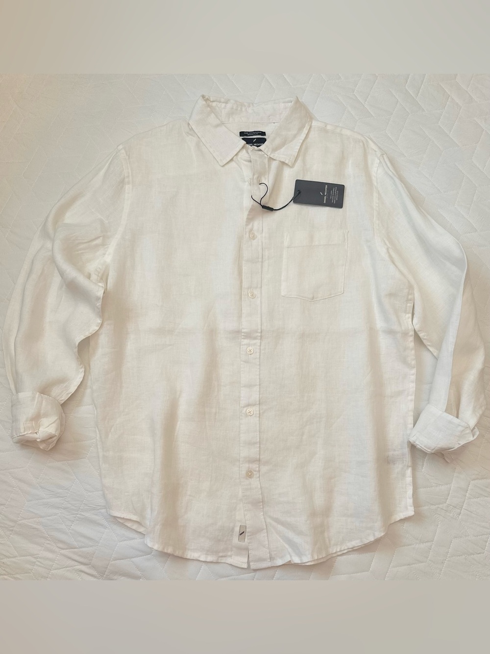 Daniel Hechter Paris White Linen Shirt L NEW